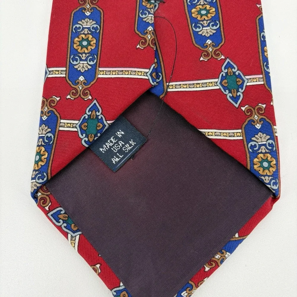 Boston Harbor Mens Tie All Silk Made‎ in USA Repp Necktie Ornate Persian Foulard